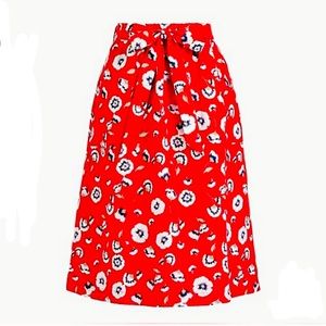 J Crew Red Floral Skirt